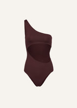 Load image into Gallery viewer, One shoulder cutout swimsuit in burgundy
