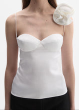 Load image into Gallery viewer, Flower appliqué silk tank in white
